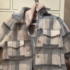 Zara Blue White Flannel Jacket Size Small